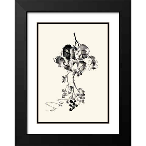 Ink Wash Floral V - Grapes Black Modern Wood Framed Art Print with Double Matting by Rae, Nan