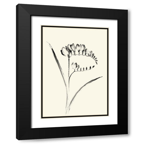 Ink Wash Floral VI - Freesia Black Modern Wood Framed Art Print with Double Matting by Rae, Nan