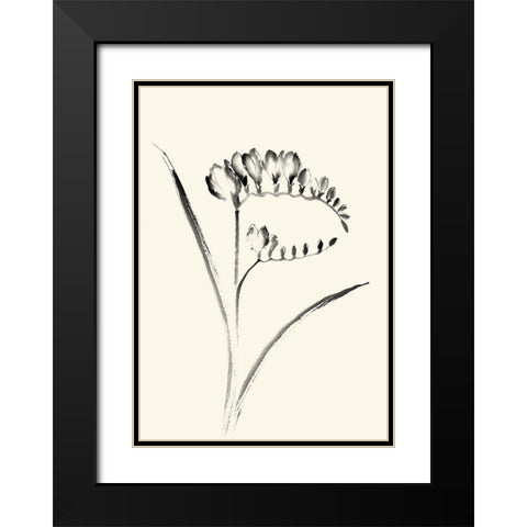 Ink Wash Floral VI - Freesia Black Modern Wood Framed Art Print with Double Matting by Rae, Nan
