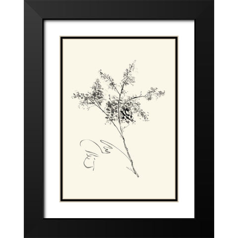 Ink Wash Floral VII - Forsythia Black Modern Wood Framed Art Print with Double Matting by Rae, Nan
