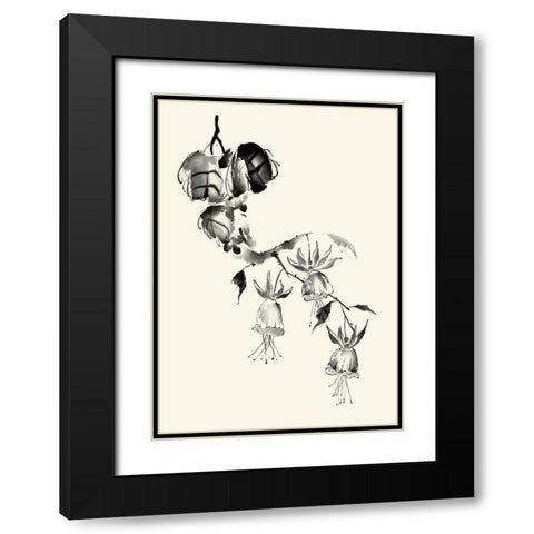 Ink Wash Floral VIII - Fuchsia Black Modern Wood Framed Art Print with Double Matting by Rae, Nan