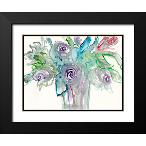 Floral Accent II Black Modern Wood Framed Art Print with Double Matting by Dixon, Samuel