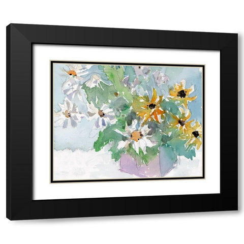 Daisies and Black Eyed Susans I Black Modern Wood Framed Art Print with Double Matting by Dixon, Samuel