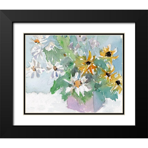 Daisies and Black Eyed Susans I Black Modern Wood Framed Art Print with Double Matting by Dixon, Samuel