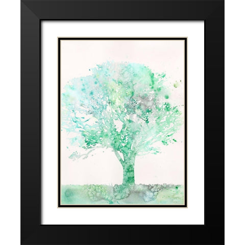 Aquamarine Tree II Black Modern Wood Framed Art Print with Double Matting by Meagher, Megan