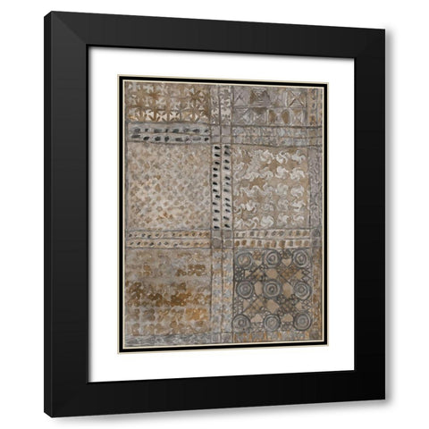 Aged Adinkra Cloth I Black Modern Wood Framed Art Print with Double Matting by Dixon, Samuel