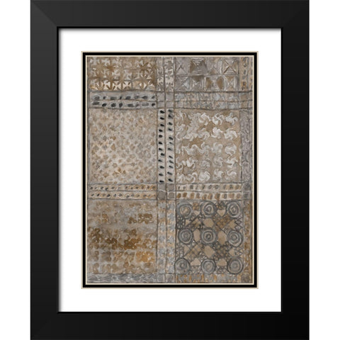 Aged Adinkra Cloth I Black Modern Wood Framed Art Print with Double Matting by Dixon, Samuel