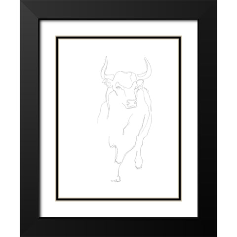 Bull Contour I Black Modern Wood Framed Art Print with Double Matting by Harper, Ethan