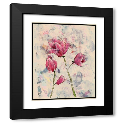 Rosa Blume I Black Modern Wood Framed Art Print with Double Matting by Moore, Regina