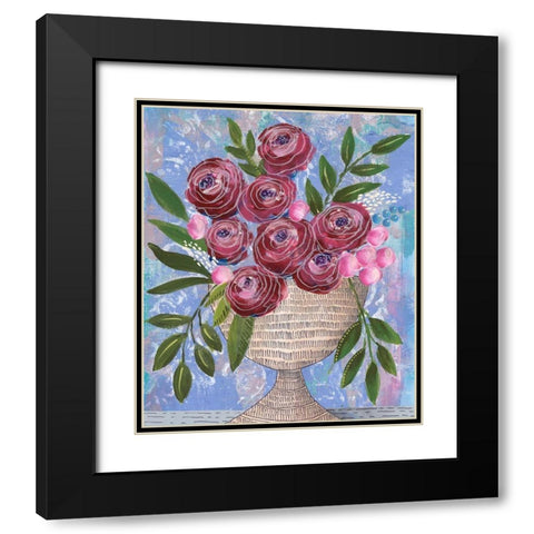 Rosa Bouquet II Black Modern Wood Framed Art Print with Double Matting by Moore, Regina