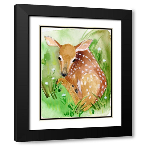 Baby Spring Animals I Black Modern Wood Framed Art Print with Double Matting by Ludwig, Alicia