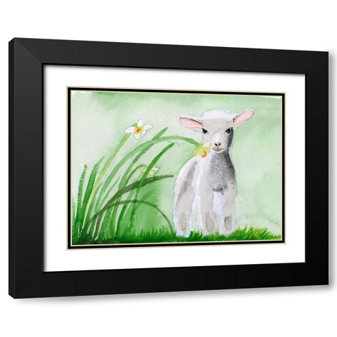 Baby Spring Animals IV Black Modern Wood Framed Art Print with Double Matting by Ludwig, Alicia