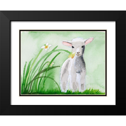 Baby Spring Animals IV Black Modern Wood Framed Art Print with Double Matting by Ludwig, Alicia
