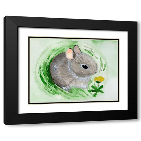 Baby Spring Animals VI Black Modern Wood Framed Art Print with Double Matting by Ludwig, Alicia