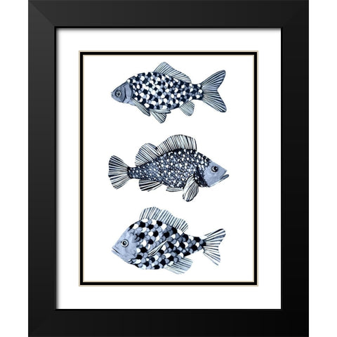 Blue Fish II Black Modern Wood Framed Art Print with Double Matting by Scarvey, Emma