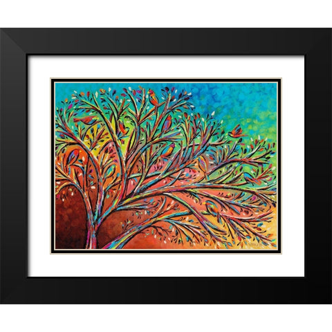 Sunrise Treetop Birds II Black Modern Wood Framed Art Print with Double Matting by Vitaletti, Carolee