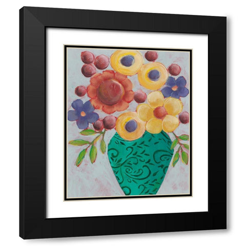 Sunny Floral I Black Modern Wood Framed Art Print with Double Matting by Moore, Regina