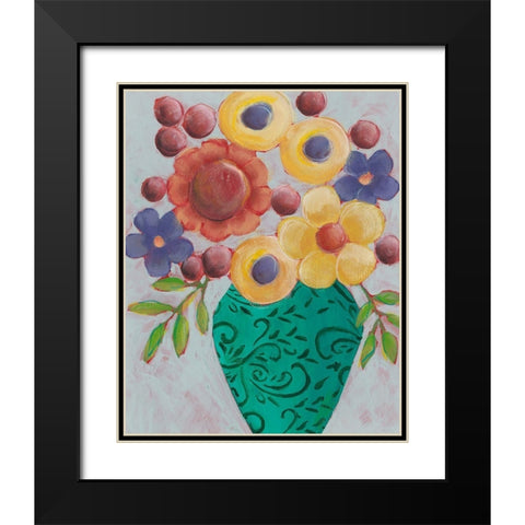 Sunny Floral I Black Modern Wood Framed Art Print with Double Matting by Moore, Regina