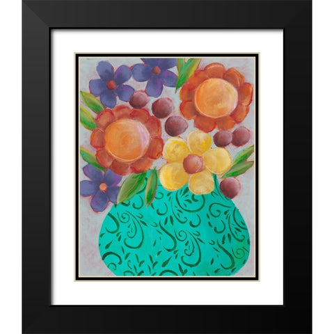 Sunny Floral II Black Modern Wood Framed Art Print with Double Matting by Moore, Regina