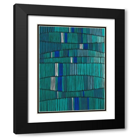Teal Tribal I Black Modern Wood Framed Art Print with Double Matting by Moore, Regina