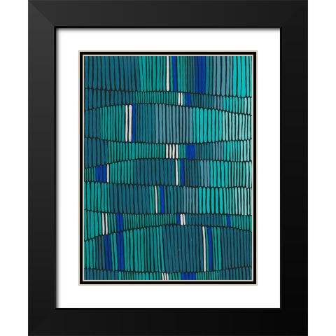 Teal Tribal II Black Modern Wood Framed Art Print with Double Matting by Moore, Regina