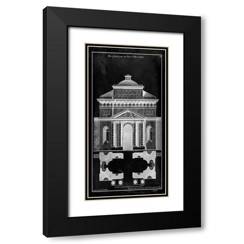 Custom Palace Facade Blueprint I (SUN) Black Modern Wood Framed Art Print with Double Matting by Vision Studio