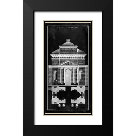 Custom Palace Facade Blueprint I (SUN) Black Modern Wood Framed Art Print with Double Matting by Vision Studio