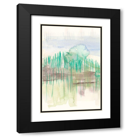 Verde Horizon I Black Modern Wood Framed Art Print with Double Matting by Goldberger, Jennifer