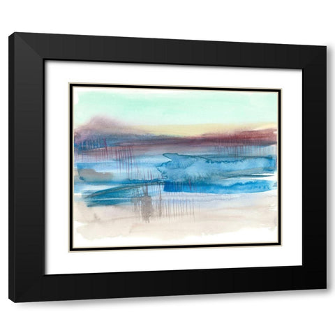 Burgundy Horizon I Black Modern Wood Framed Art Print with Double Matting by Goldberger, Jennifer
