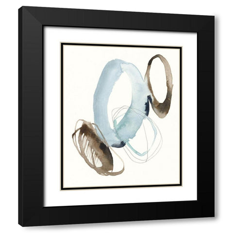 Blue and Umber Rounds II Black Modern Wood Framed Art Print with Double Matting by Goldberger, Jennifer