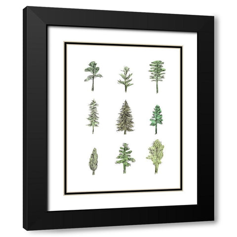 Collected Pines I Black Modern Wood Framed Art Print with Double Matting by Wang, Melissa