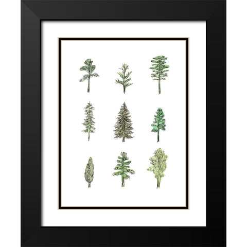 Collected Pines I Black Modern Wood Framed Art Print with Double Matting by Wang, Melissa