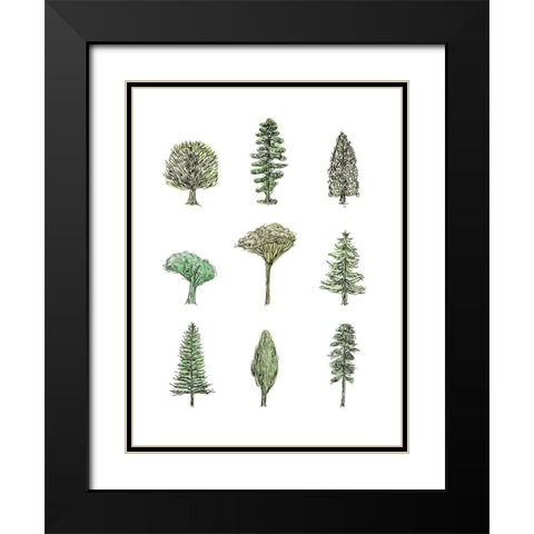 Collected Pines II Black Modern Wood Framed Art Print with Double Matting by Wang, Melissa