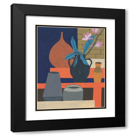 Vases on a Shelf I Black Modern Wood Framed Art Print with Double Matting by Wang, Melissa