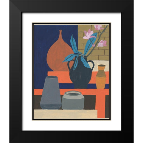 Vases on a Shelf I Black Modern Wood Framed Art Print with Double Matting by Wang, Melissa