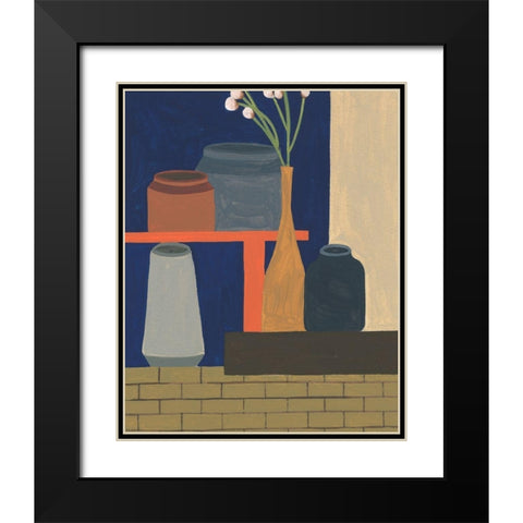 Vases on a Shelf II Black Modern Wood Framed Art Print with Double Matting by Wang, Melissa