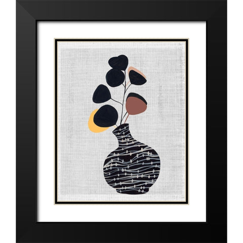 Decorated Vase with Plant I Black Modern Wood Framed Art Print with Double Matting by Wang, Melissa
