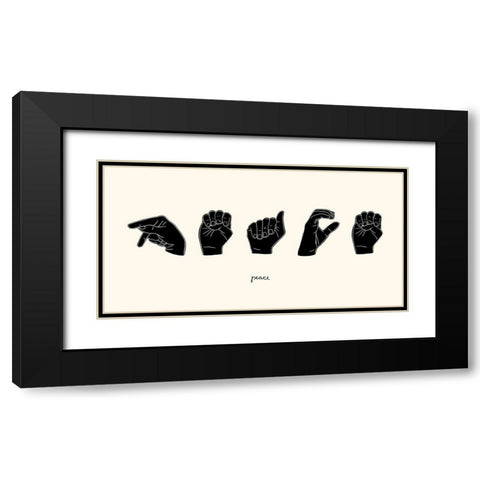 Sign Language V Black Modern Wood Framed Art Print with Double Matting by Scarvey, Emma