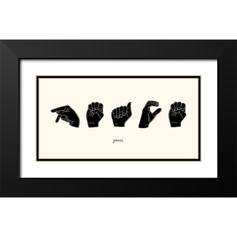 Sign Language V Black Modern Wood Framed Art Print with Double Matting by Scarvey, Emma
