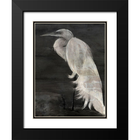 Custom Textured Egret I Black Modern Wood Framed Art Print with Double Matting by Stellar Design Studio