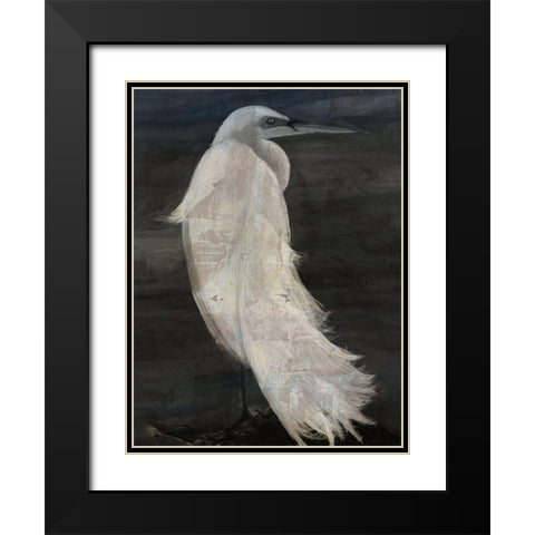 Custom Textured Egret II Black Modern Wood Framed Art Print with Double Matting by Stellar Design Studio