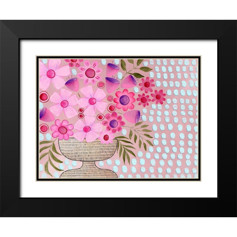 Cheeky Pink Floral I Black Modern Wood Framed Art Print with Double Matting by Moore, Regina