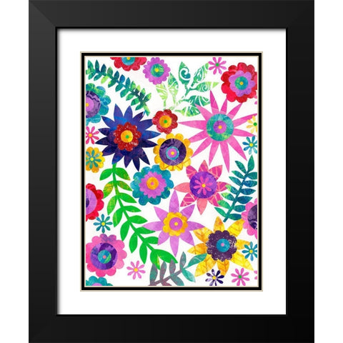 Hippie Floral I Black Modern Wood Framed Art Print with Double Matting by Moore, Regina