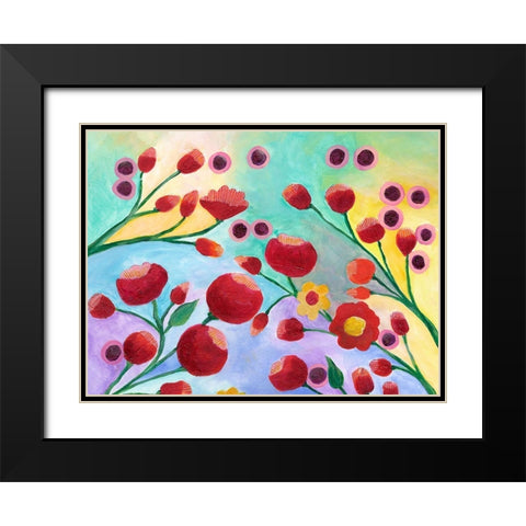 Jambalaya Floral I Black Modern Wood Framed Art Print with Double Matting by Moore, Regina