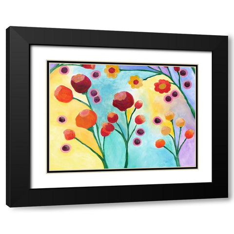 Jambalaya Floral II Black Modern Wood Framed Art Print with Double Matting by Moore, Regina