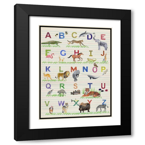 Alphabet Animals Black Modern Wood Framed Art Print with Double Matting by Ludwig, Alicia