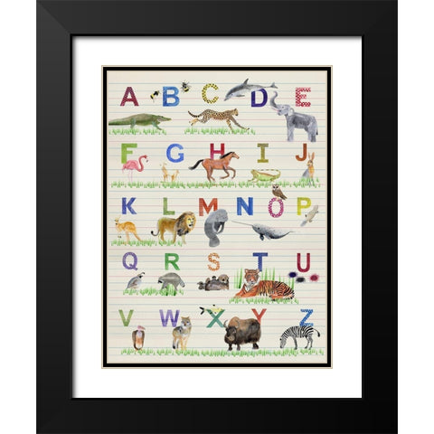 Alphabet Animals Black Modern Wood Framed Art Print with Double Matting by Ludwig, Alicia