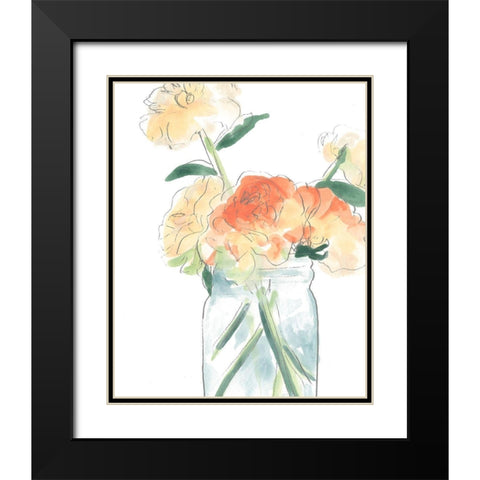 Soft Posy Sketch I Black Modern Wood Framed Art Print with Double Matting by Vess, June Erica