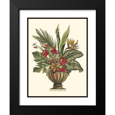 Tropical Foliage in Urn II  Black Modern Wood Framed Art Print with Double Matting by Vision Studio