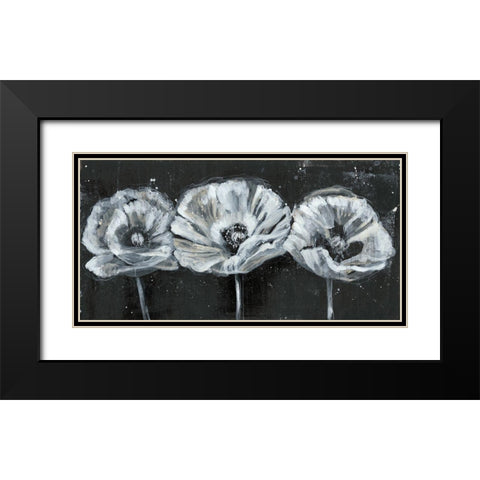 White Trio on Black II Black Modern Wood Framed Art Print with Double Matting by Goldberger, Jennifer